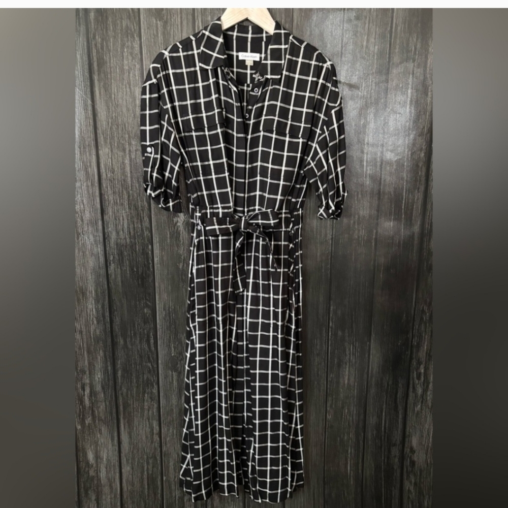 Calvin Klein Checkered Shirtdress, Size 8